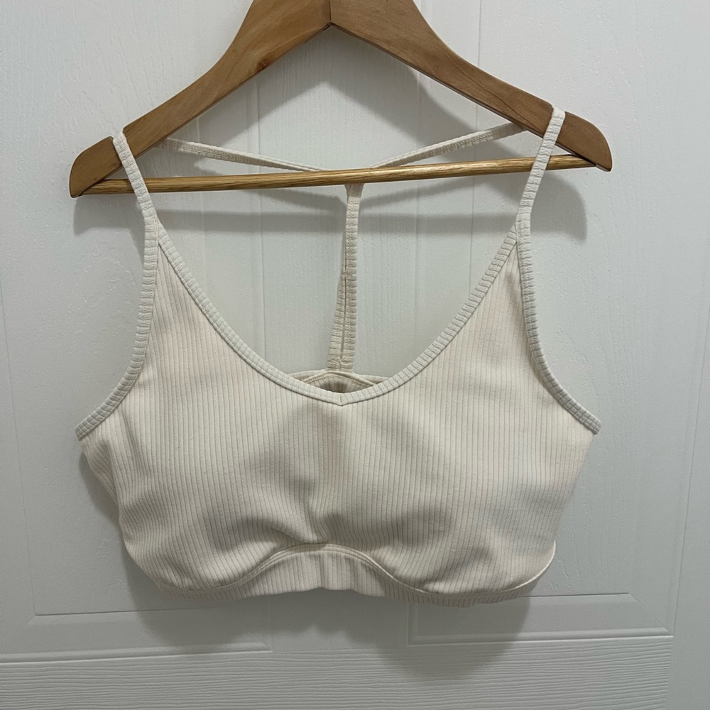 ALO Yoga Cream Ribbed Blissful Bra